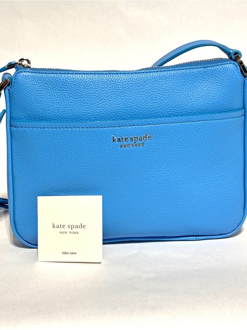 KATE SPADE NY NWOT Run Around Bright Blue Pebbled Leather Crossbody